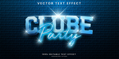 Clube party editable text effect 
