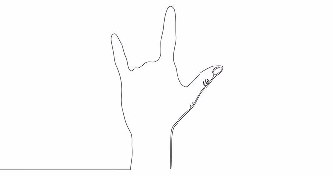 Self drawing line animation Rock Hand Gesture continuous line drawn concept