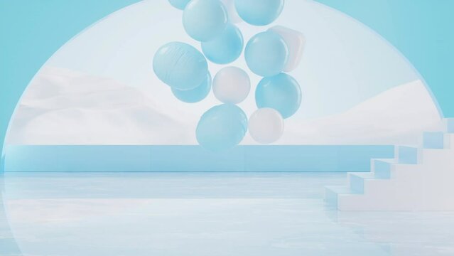 Soft balls, creative geometric background, 3d rendering.