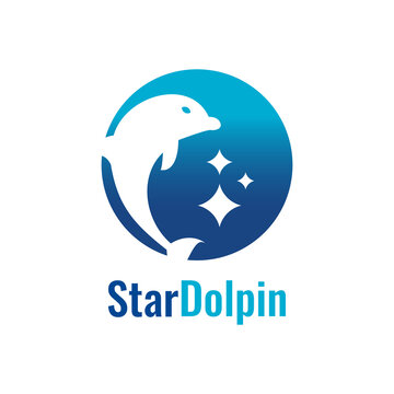 Star Dolpin Logo Design With Blue Graphic Concept