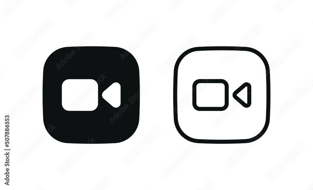 Poster video camera icon for streaming , facetime icons video call symbol - square button