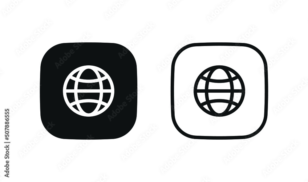 Aufkleber world web icon www earth globe icons . website icon for contact icons - square button
