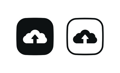 upload icon, cloud uploading symbol, arrow up icon - square button