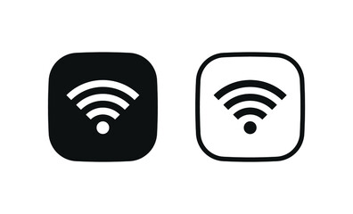wireless and wifi icon signal symbol for internet access, internet connection - square button