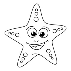 Cute starfish cartoon coloring page illustration vector. For kids coloring book.