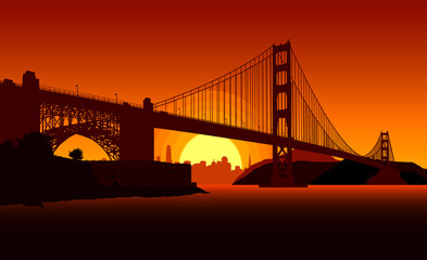 Fototapeta na wymiar Background silhouette of San Francisco. Vector illustration.