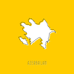 White Azerbaijan country map with black outline on yellow background. Simple geographic territory template concept. Vector illustration easy to edit and customize. EPS10