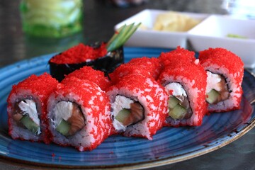 sushi with red caviar