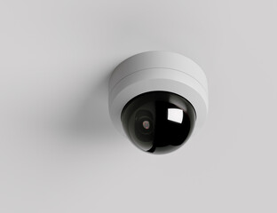 Home or outdoor security camera isolated on white wall or ceiling. Video surveillance system. 3d...