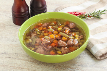 Soup with lentil and chicken