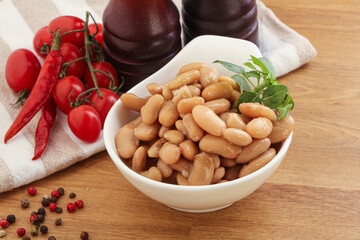 Whinte canned kidney beans in the bowl