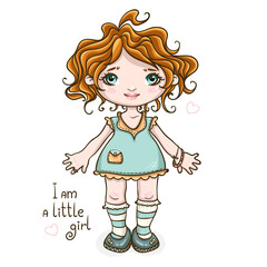 Little cute girl in blue dress