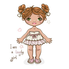 Little princess girl in pink dress.