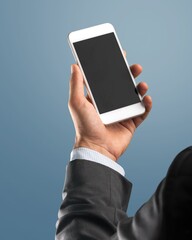 phone mockup with blank screen on blue background