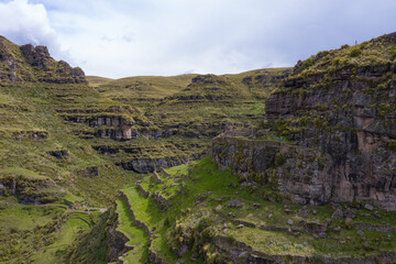 Waqrapukara landscape between green cliff - Cuso