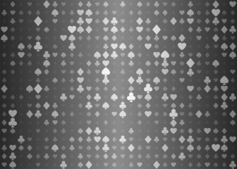 Gray seamless pattern fabric poker table. Minimalistic casino vector background texture card suits symbols. Diamonds, spades, hearts and clubs metallic abstract wrapping paper texture - obrazy, fototapety, plakaty