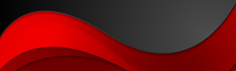 High contrast red and black abstract tech corporate wavy background. Vector banner design