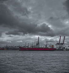 Stormy weather at the beautiful Port of Hamburg