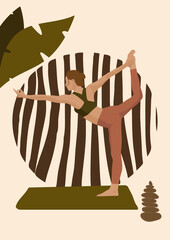 International Yoga Day vector illustration. Design for poster, banner. Faceless style.