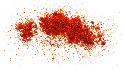 Red ground pepper. Chili pepper powder isolated on white background.
