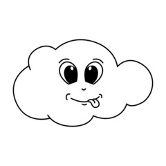 Cute cloud cartoon coloring page illustration vector. For kids coloring book.