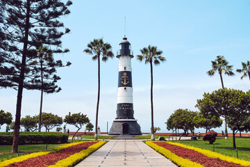 La Marina Lighthouse in Lima, Peru. - 507895548
