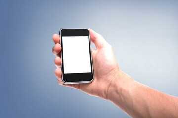 phone mockup with blank screen on blue background