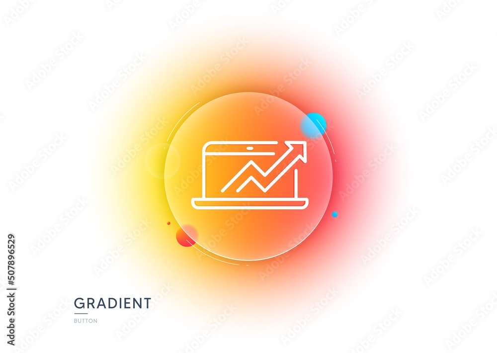 Aufkleber data analysis and statistics line icon. gradient blur button with glassmorphism. report graph or cha
