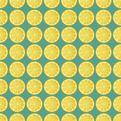 A pattern of lemon slices on a bright background