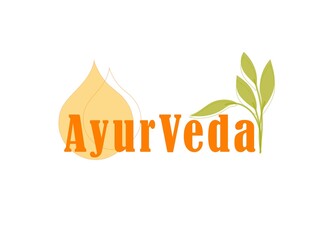 ayurveda logo with oil drop and herbal leaves for doctors, healers