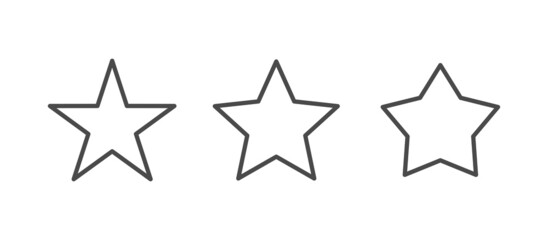 Five point stars pictogram set. Star icon collection with variants.