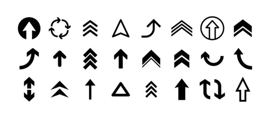 Arrows vector collection. Set of arrow pictogram variations. Simple icons.