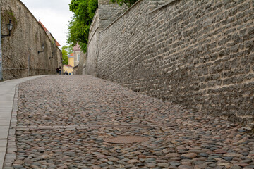 Historic narrow street in the City Center of Tallinn, Estonia