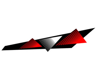 Abstract vector arrow for a sports car, boat, moto. Vehicle sticker. Striped pattern. Vector striped background