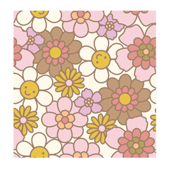Seamless retro flower pattern vector, flower with smile face
Retro flower repeat vector, Retro flower pattern vector,
flower vector repeat, retro flower