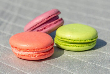 Macarons are multi-colored in nature. Multicolored french pasta for breakfast.
