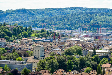 Fototapeta na wymiar Winterthur, Stadt, Altstadt, Goldenberg, Stadtkirche, Sommer, Spazierweg, Aussichtspunkt, Schweiz