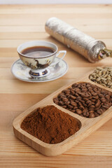 coffee beans and ground coffee beans
