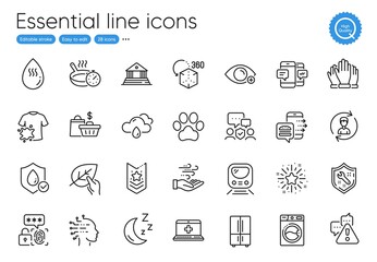 Biometric security, Frying pan and Moon line icons. Collection of Rainy weather, Metro, Vote icons. Wind energy, Security agency, Waterproof web elements. Dog paw, Washing machine. Vector