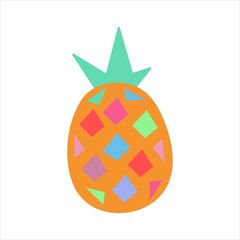 pineapple colored fruit vector illustration