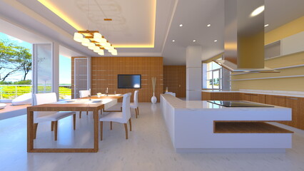 海が見えるダイニングルーム