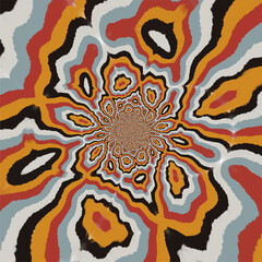 Abstract composition in yellow, red, blue, black colors. Modern creative hand drawn background.