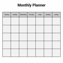 monthly planner page on white background
