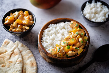 Mango Teriyaki chicken with rice in a plate