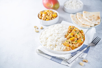 Mango Teriyaki chicken with rice in a plate