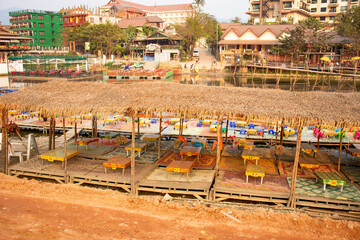 A beautiful panoramic view of Vang Vieng city in Laos.