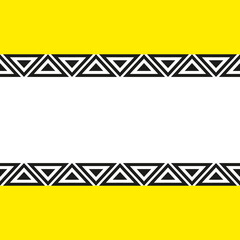 The contrasting background is yellow with black triangles and white space for text.