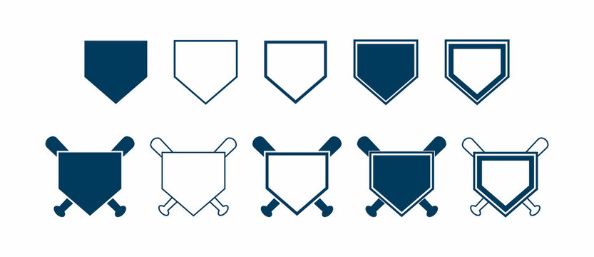 Baseball Home Plate Vector Icon. Crossed baseball. Vector Template Design. Silhouette. Playing. Home base. Sport.