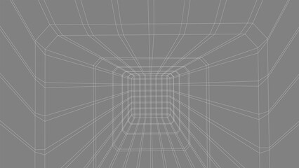 White space with perspective grid. Frame room on a white background. Vector perspective grid. gray