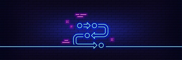 Neon light glow effect. Methodology line icon. Development process sign. Strategy symbol. 3d line neon glow icon. Brick wall banner. Methodology outline. Vector